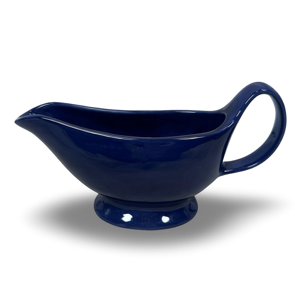 Pottery‎ Barn Sausalito Cobalt Blue Gravy Boat Stoneware Glossy Sauce Server
